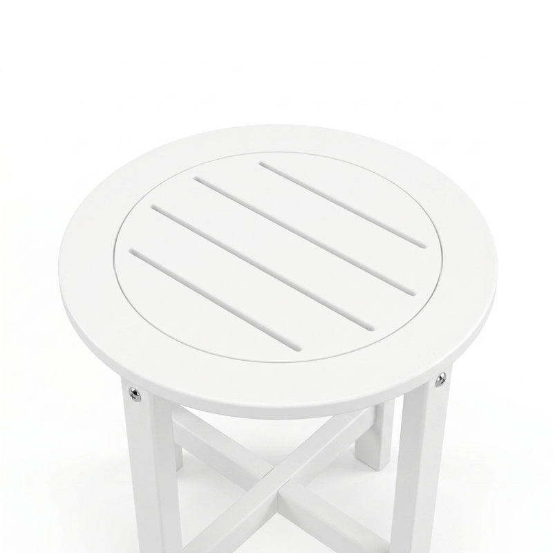 Table de bout blanche en PEHD pour l'extérieur, table de bout ronde pour terrasse toutes saisons 16 po
