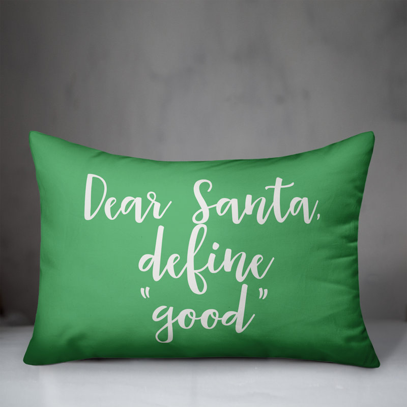 Coussin de noël, cher père noël, définir le père noël , Vert clair