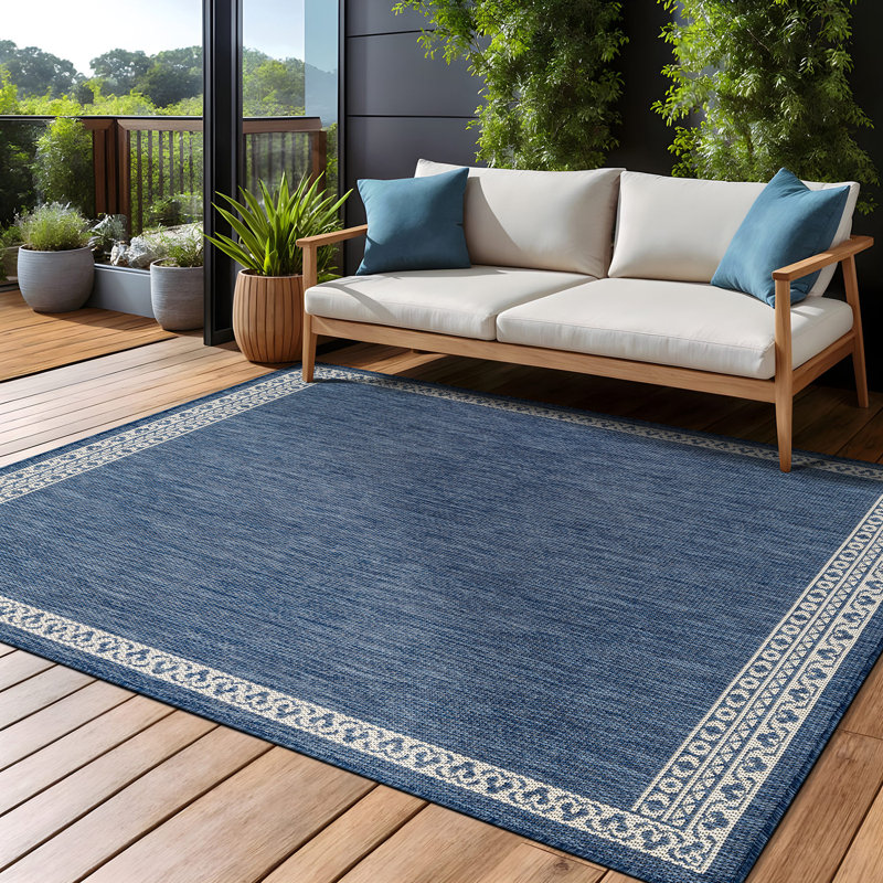 Tapis géométrique intérieur / extérieur, Blue, Rectangle 8' x 10'
