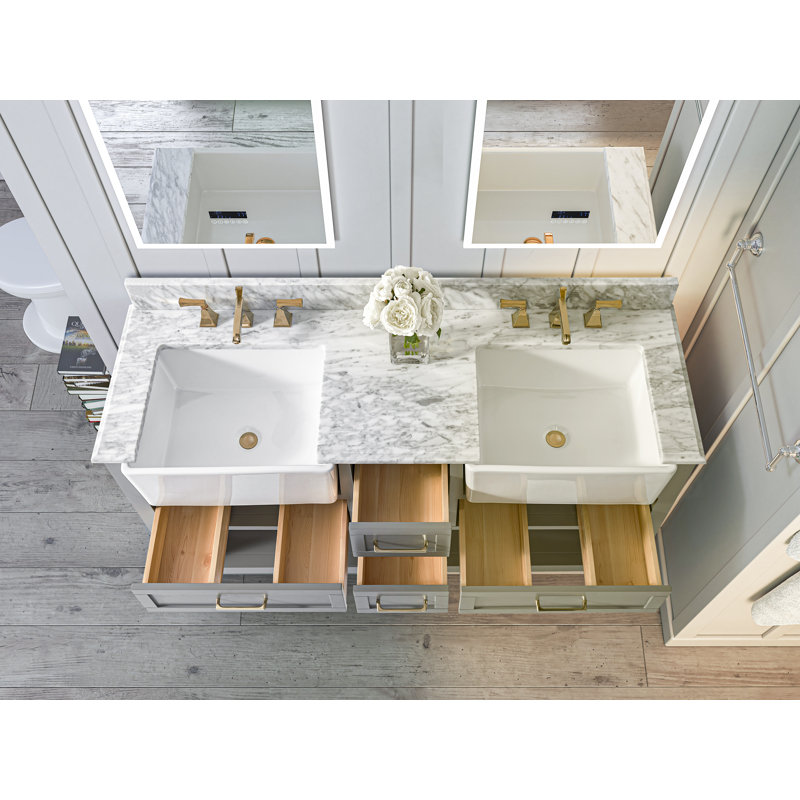 Meuble-lavabo double 60 po Hayley, Nuage de mer gris