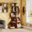 Bibliothèque d'angle à 5 niveaux avec tablettes réglables pour un rangement et une présentation efficaces, parfaite pour la maison et le bureau-1907204318