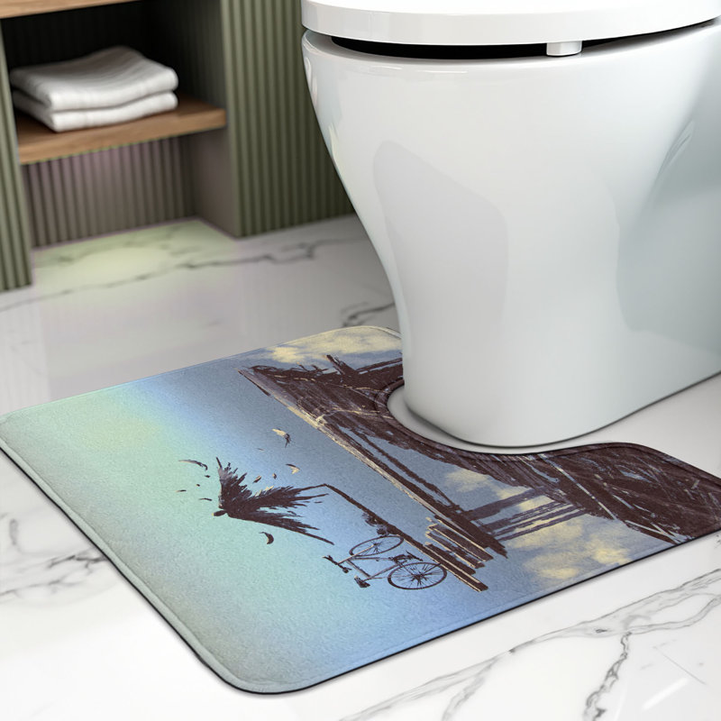Tapis de salle de bain en forme de U surréel 20 po brun