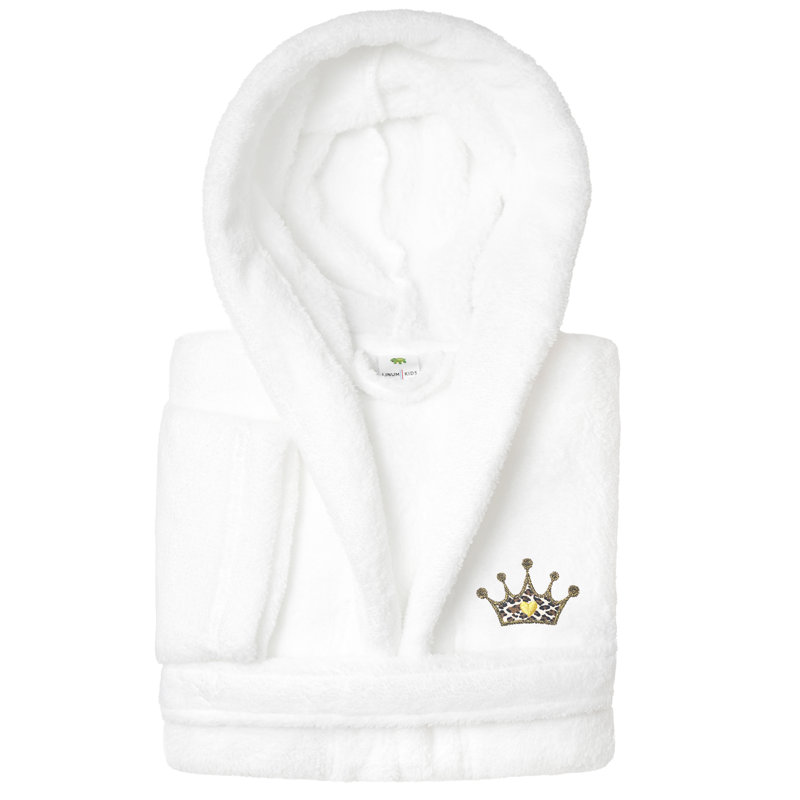  Peignoir en molleton mi-mollet avec poches et capuche, S, Blanc / Blanc
