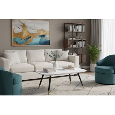 Table basse rectangulaire blanche et noire Donald