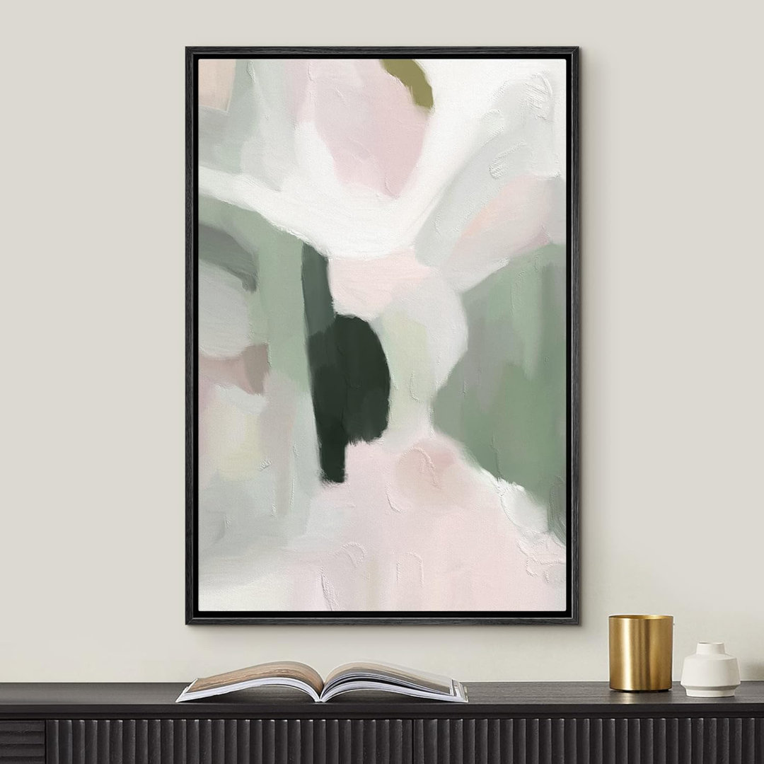 Abstract Colorful Strokes Green Pink Watercolor Framed On Canvas Print IDEA4WALL Frame 