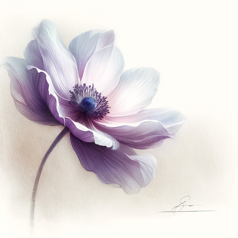 Impression sur toile Elegant Lavender Anemone, H 20 po x l 20 po x P 1,5 po