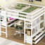Lit mezzanine avec bureau intégré et rangement, blanc