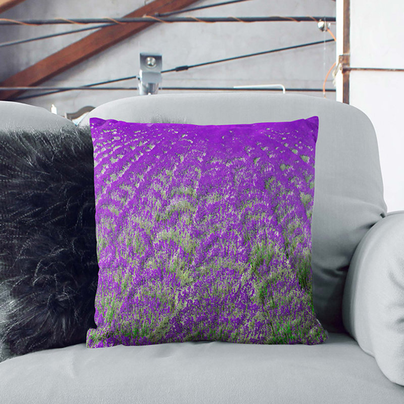 Field of Lavender Cushion with Filling, 55cm H x 55cm W x 20cm D, White