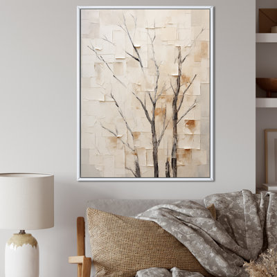 «Beige Trees Harmony II», reproduction d'art sur toile