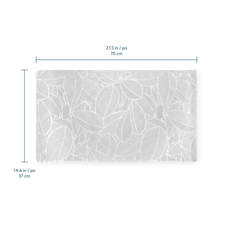  Tapis de douche rectangulaire en caoutchouc avec poignée d'aspiration, Blanc