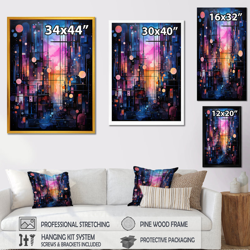 «Abstract Northern Luminous Night 1 - Northern Lights», art mural, Toile tendue, H 32 po x l 16 po x P 1 po