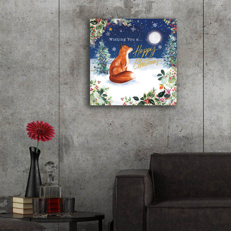  «Festive Fox» par Elle Media Group SA, art mural en verre acrylique, 24 po x 24 po, H 24 po x l 24 po