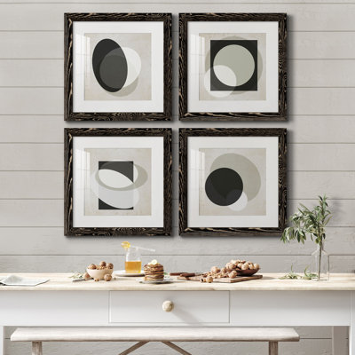 Moderniste Neutre I - ensemble de 4 impressions sur toile encadrées