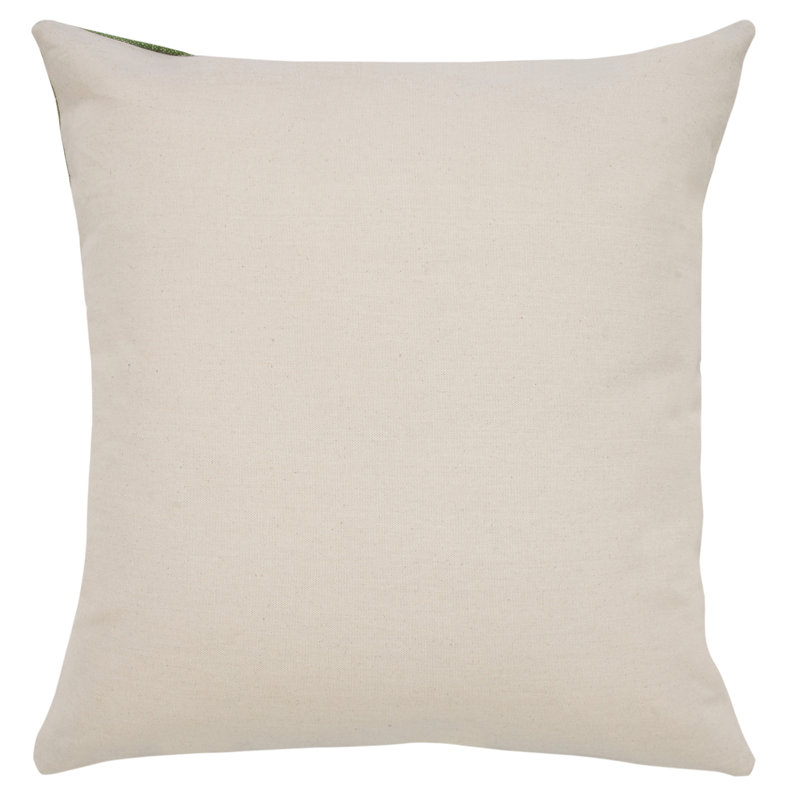Green and White Cotton Polka Dot Striped Throw Pillow