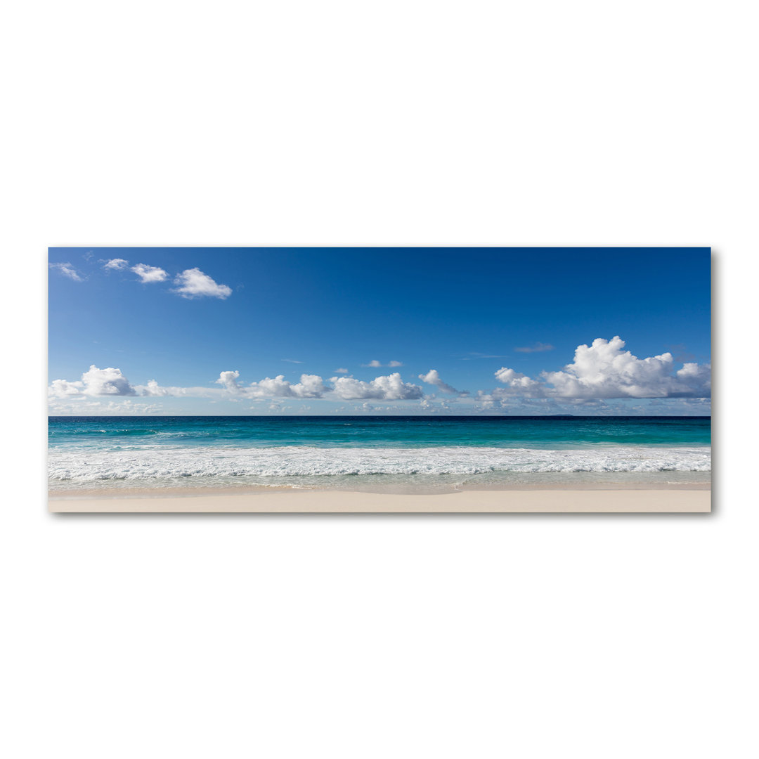 Leinwanddruck - Wandkunst - Drucke auf Leinwand - 125X50 Bildmotiv: Seychellen Strand