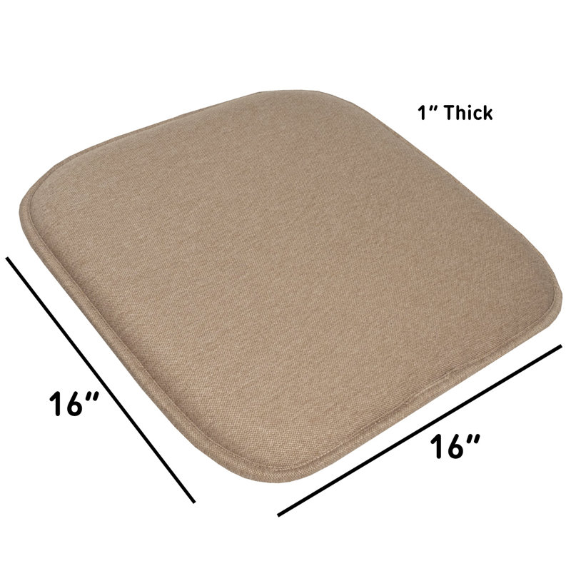 Charlotte Jacquard Memory Foam No Slip Back 16" x 16" Chair Pad Cushion, Taupe, 4-Pack