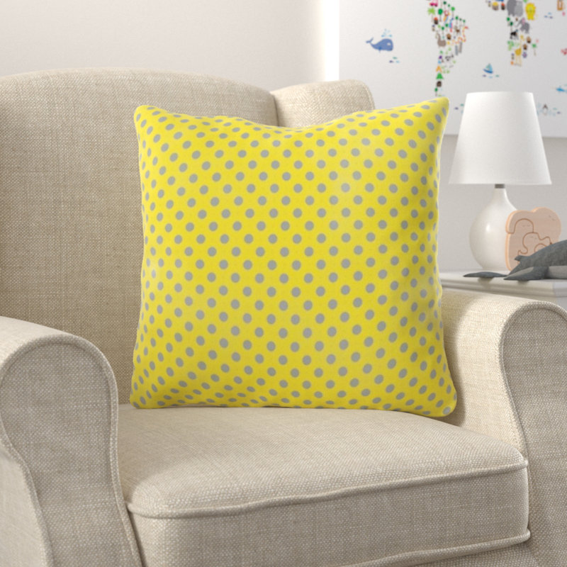 Coussin décoratif pois points Clayhatchee, Jaune / Gris, Intérieur