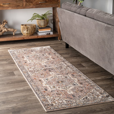 Rippeon Vintage Medallion Power Loom Performance Brown Rug