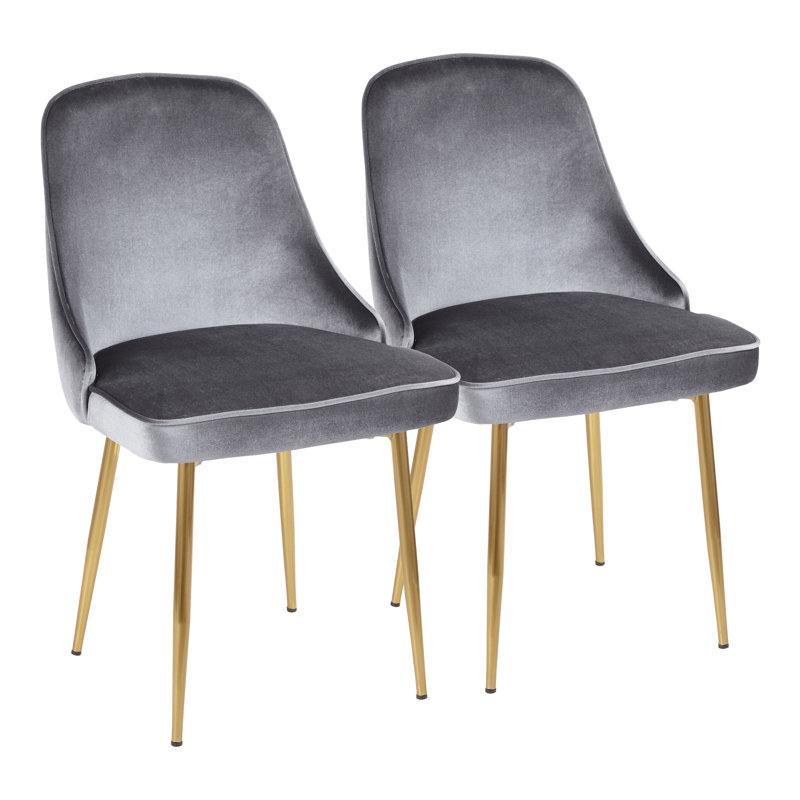 Stanca 20'' H Velvet Upholstered Side Chair, Blue, Gold