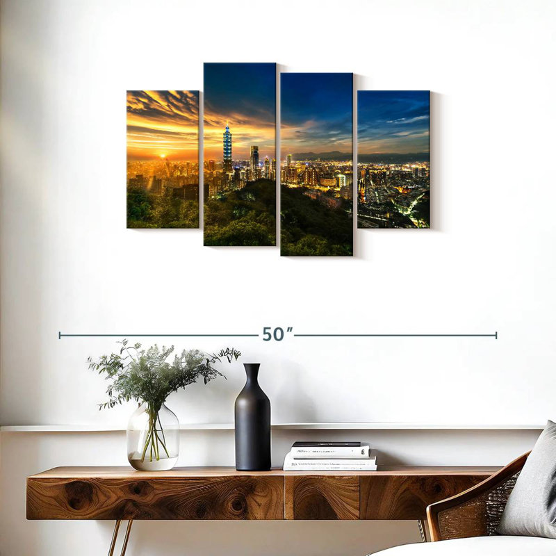 Taipei Cityscape Sunset, 22" H x 36" W