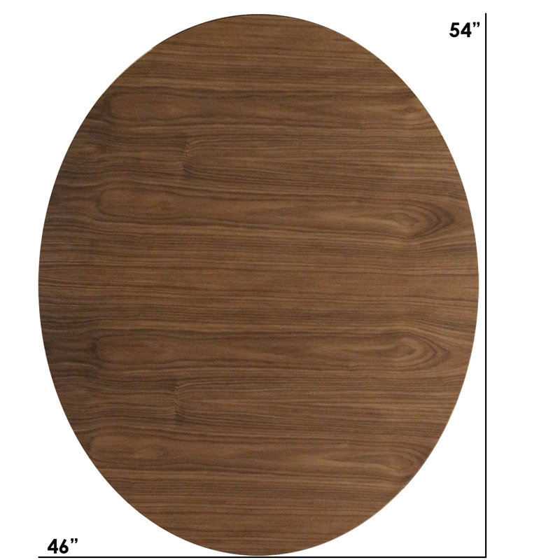 Williams Oval Metal Base Dining Table, Orange, 30" H x 54" L x 46" W, Walnut