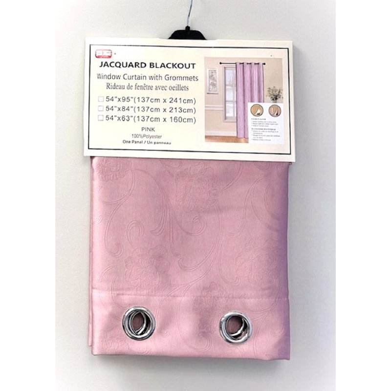 Panneau floral anneaux occultant - rose, L 54 po x L 63 po