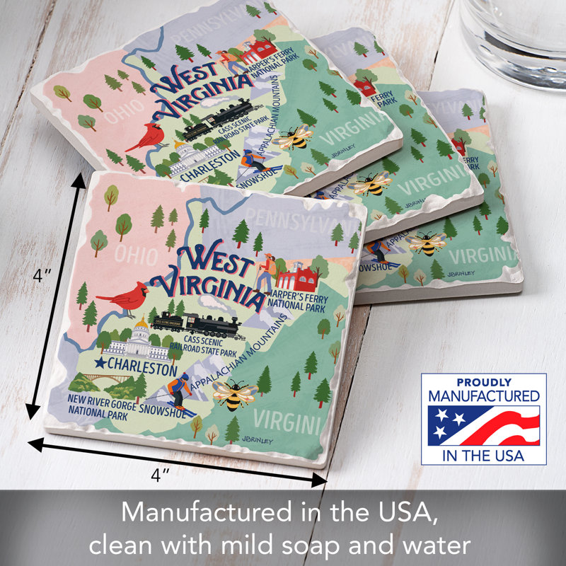 Ensemble de sous-verres 4 pièces Thirstystone West Virginia