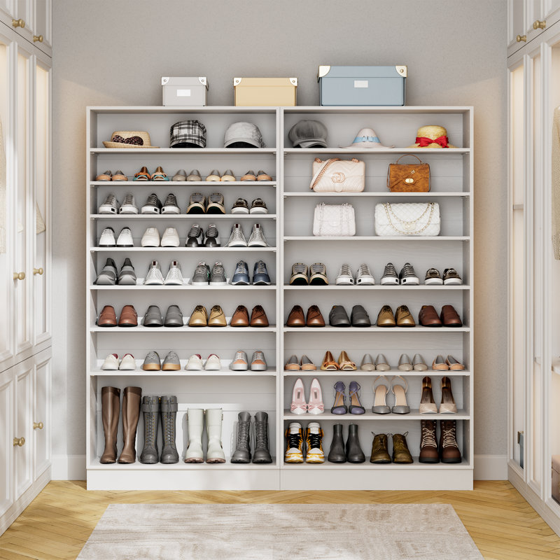 Range-chaussures 40 paires avec tablettes réglables, Blanc