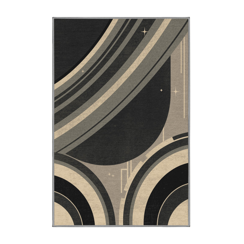 Tapis arc-en-ciel doux moelleux et art déco en gris Howell, 7 x 10