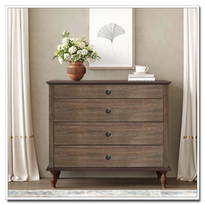 Large 4-Drawer Chest with Solid Wood Foot