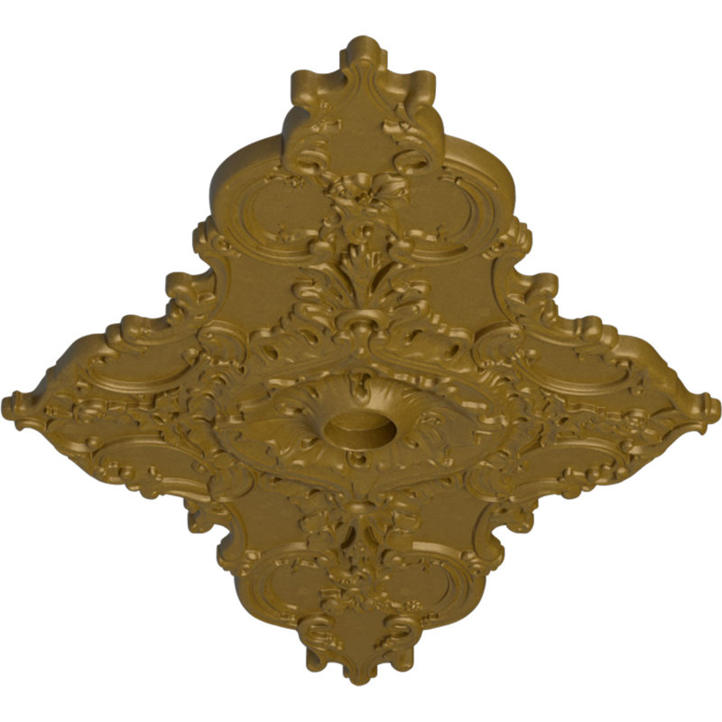 Endurathane Melchor Diamond Ceiling Medallion, 67 1/4"W x 43 3/8"H x 4"ID x 2"P (Fits Canopies up to 4"), Hand-Painted Gold Finish