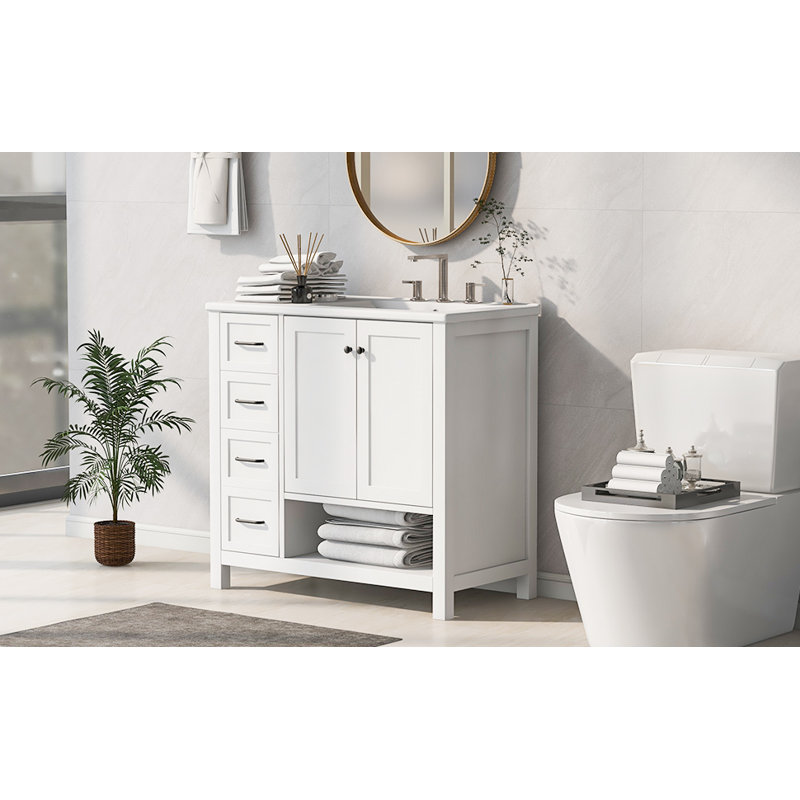 Meuble-lavabo 36 po avec comptoir d'évier, Blanc