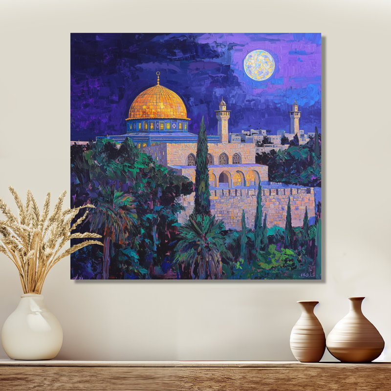 «Nuits de Jérusalem pendant la Pâque II», art mural paysage de l'Islam, H 16 po x l 16 po, Toile tendue, Ne s’applique pas