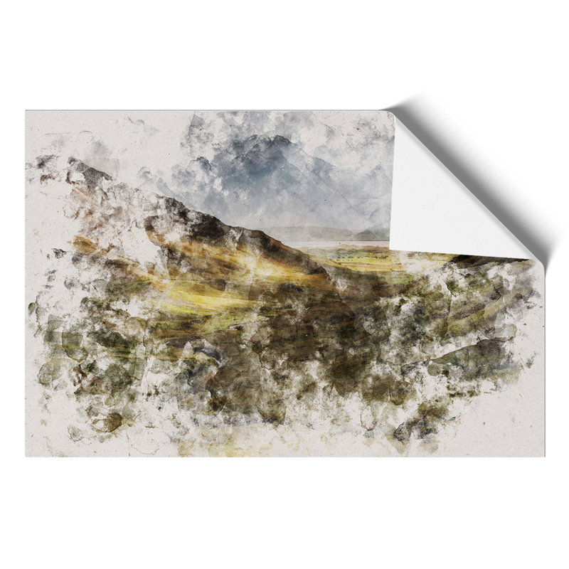 Glangesh Pass in Ireland Watercolour - Frameless Print, 59cm H x 84cm W x 0.1cm D