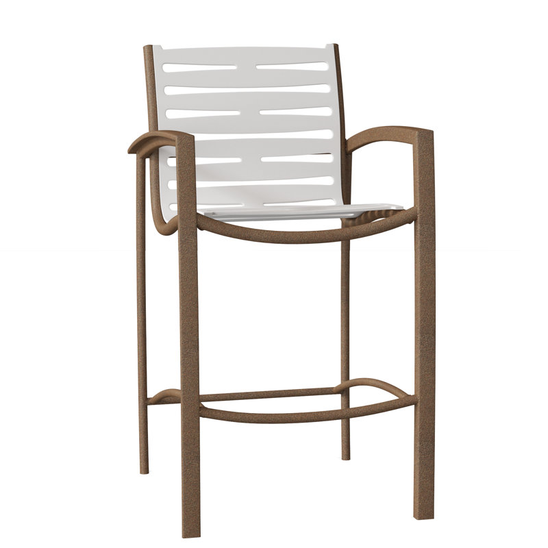 South Beach Outdoor Bar Stool, Greco, Snow Vinyl
