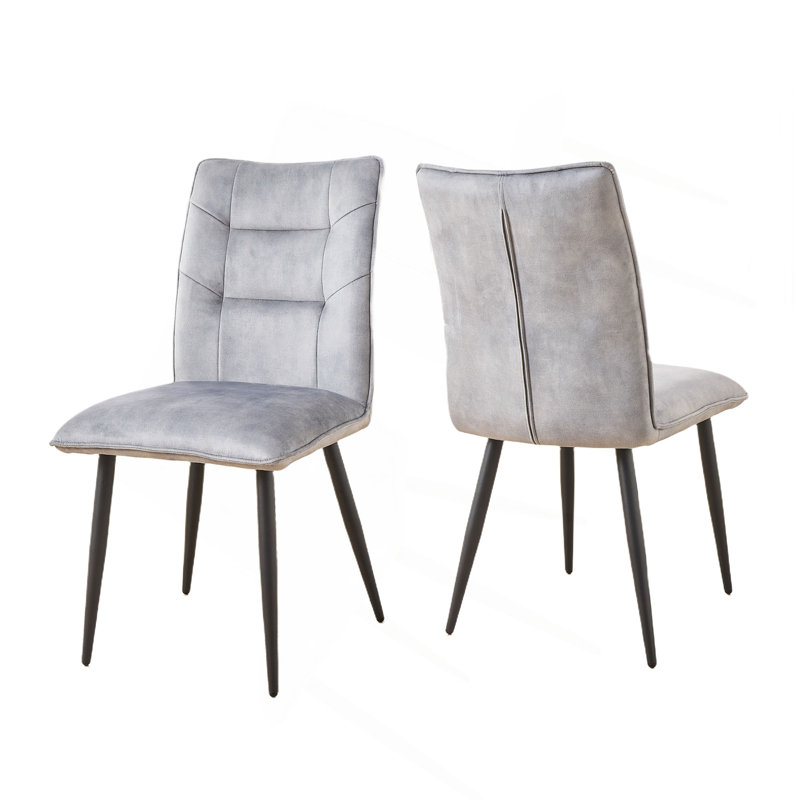 Ensemble de chaises de salle à manger en velours 2 pièces Modern, Gris