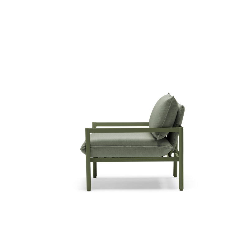 Olive Aluminum Outdoor Lounge Chair with Cushions