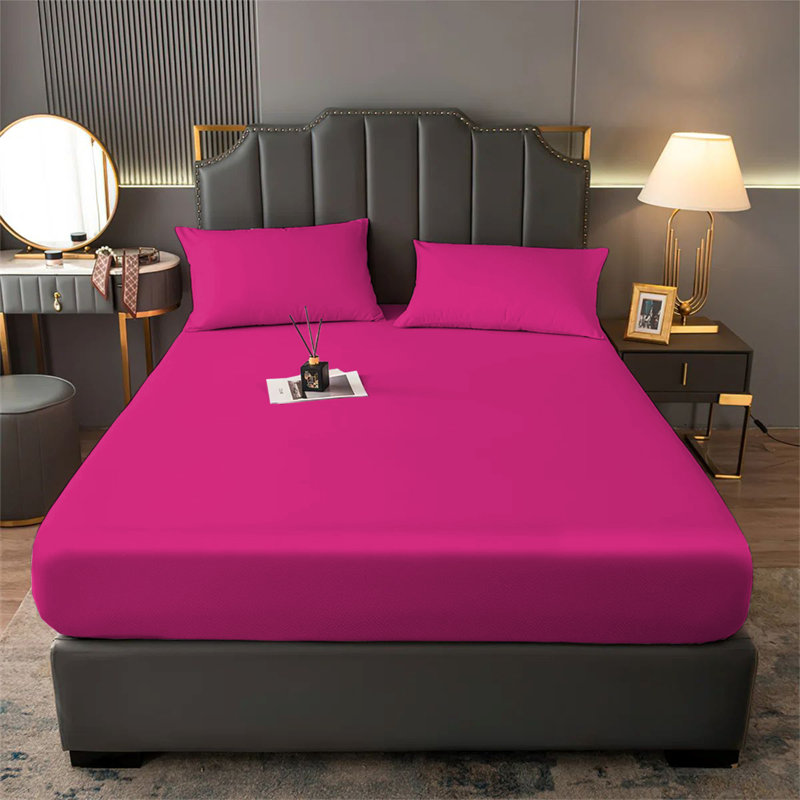 Aspire Homeware Premium 25cm Deep Fitted Sheet for Stylish and Comfortable Bedding, Hot Pink, Single (3')