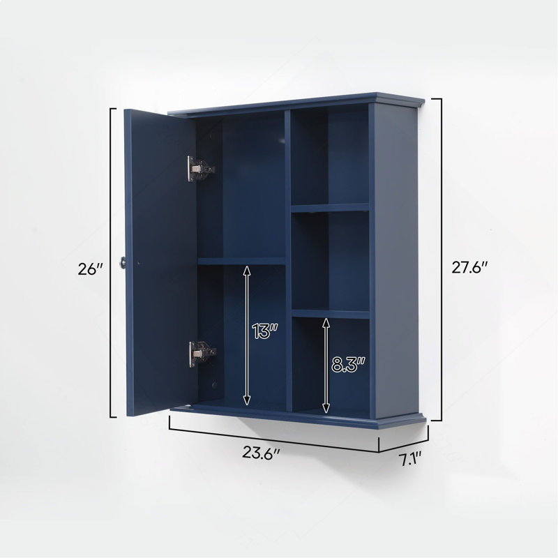 Upgraded Bathroom Wall Cabinet Over The Toilet Storage Cabinet Wall Mounted Storage Cabinet Wooden Medicine Cabinets, Blue