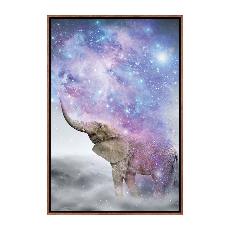 «Elephant - Dust Galaxy» par Soaring Anchor Designs - impression d'art graphique, H 26 po x l 18 po x 1,5 po, Pas de tapis