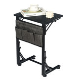 Table d'appoint en forme de C de 11,8 po, table coulissante sous canapé avec structure en métal
