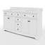 Meuble-lavabo double Barnhart 60 po entièrement assemblé avec comptoir en pierre reconstituée, dosseret inclus, lavabo en céramique, peinture à la main, tiroirs encastrés à fermeture amortie et charnières de porte à fermeture amortie.-1638225161
