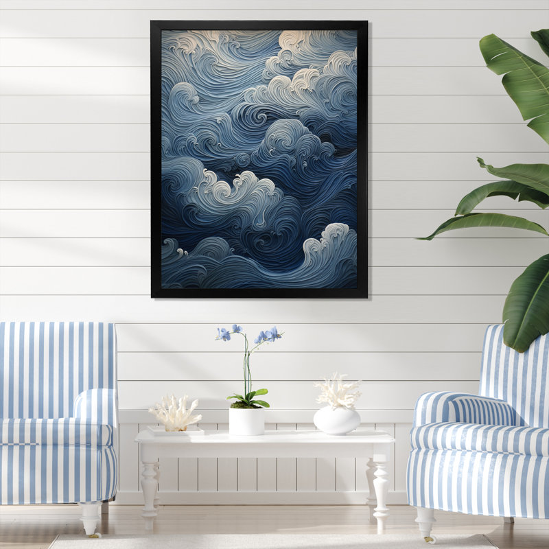 «Coastal Wave dénouant l'horizon sur toile», Cadre photo noir, H 20 po x l 12 po x P 1 po