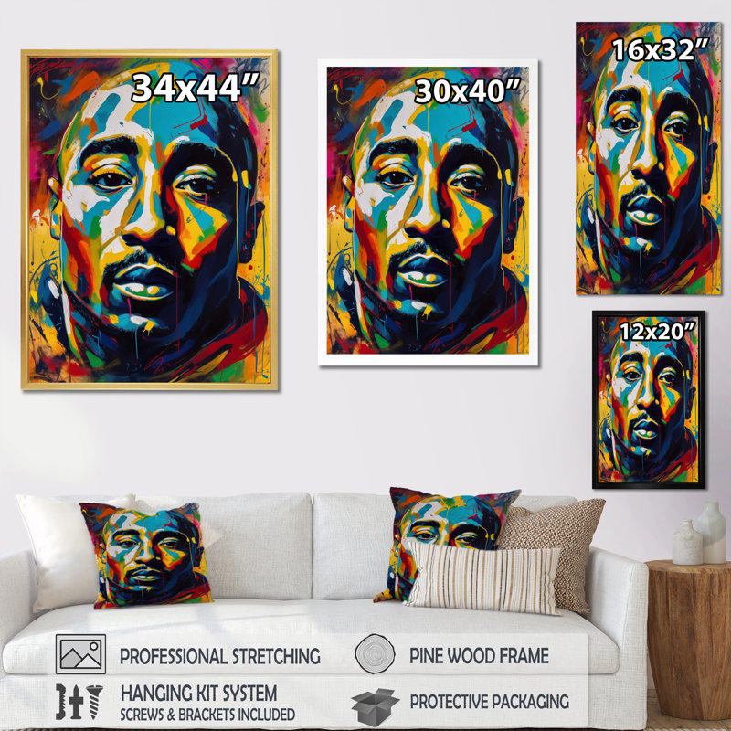 Pop2 Pac Singer I - Imprimé, Encadrement doré, H 40 po x l 30 po x P 1,5 po