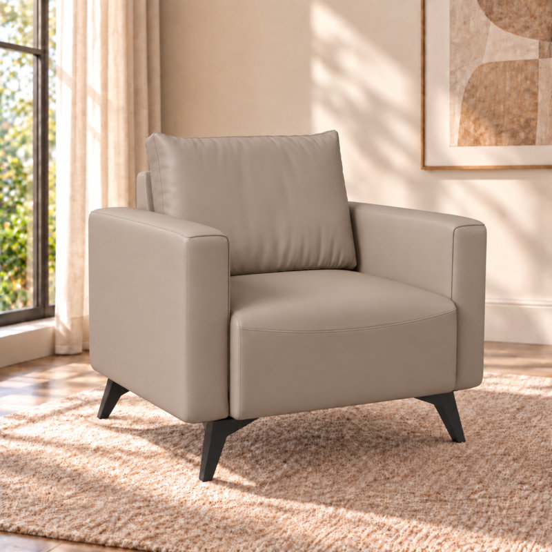 Fauteuil d'appoint en cuir Lapathos, Similicuir taupe