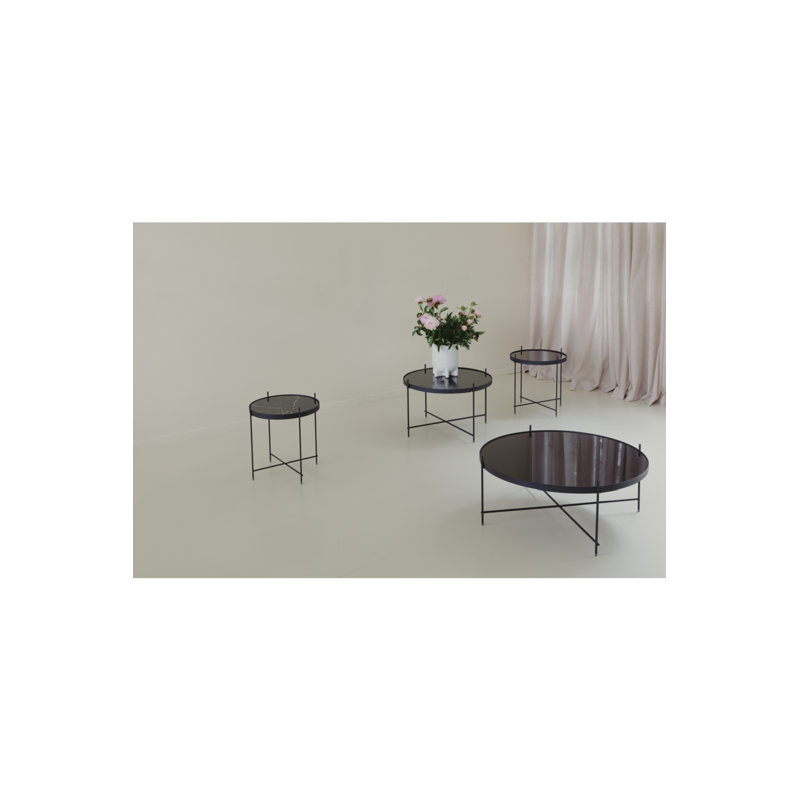 Cupid Glass End Table, Black, 16"H x 25"W x25"D