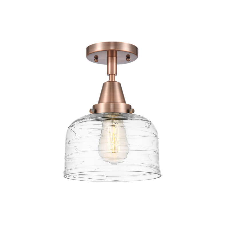 Plafonnier encastré en verre Amede, Tourbillon déco transparent, H 10,38 po x l 8 po x P 8 po, Cuivre antique