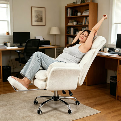 Big and Tall Office Chair, Flip Armrests for Pets & Cross Legged Sitting, Executive Ergonomic Computer Gaming Chair with Foot Rest