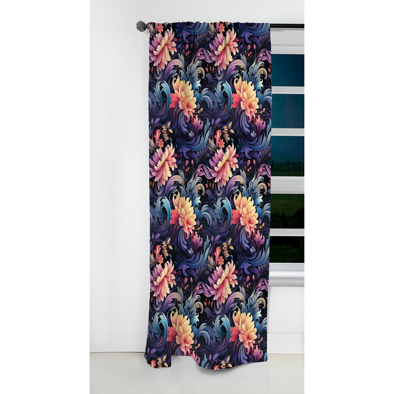 Celestial Blue Damask Mirage I - Rideau damassé - Rideau occultant damassé - 1 panneaux, L 52 po x L 63 po