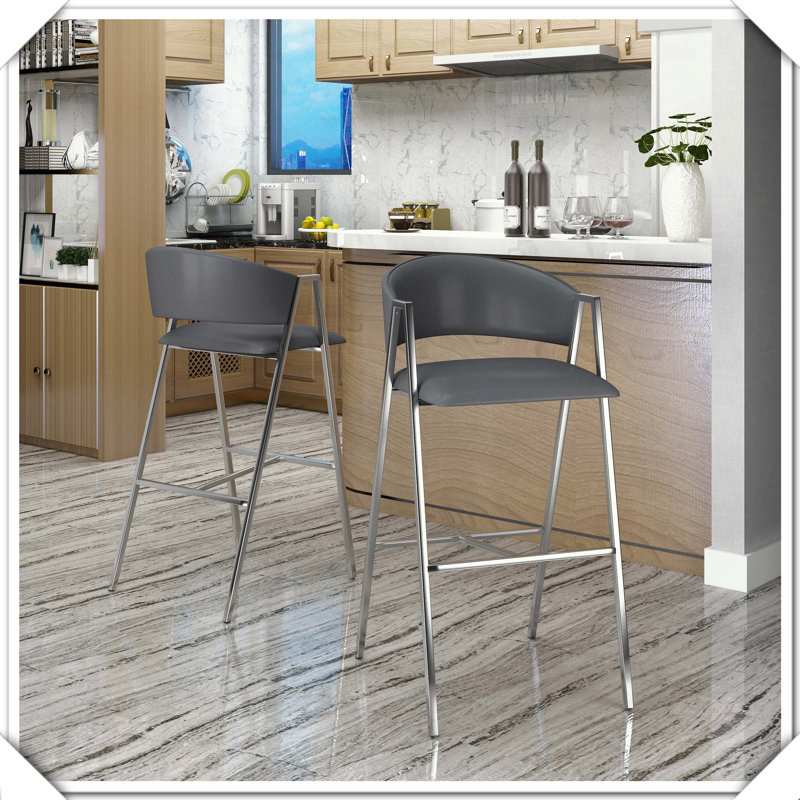 Ensemble de 2 chaises de bar pratiques, polyvalentes, durables, élégantes, fonctionnelles, compactes et confortables, Gris